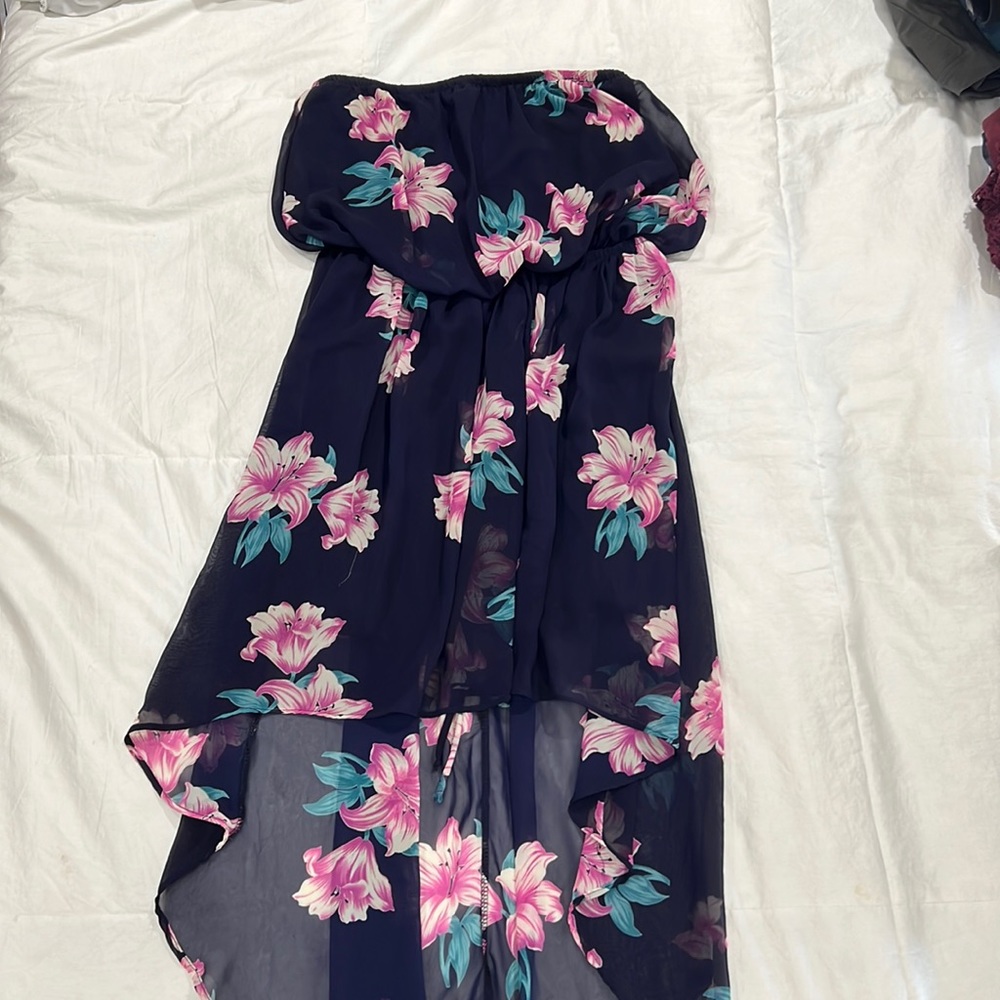 Sleeveless Floral Flowy High Low Dress